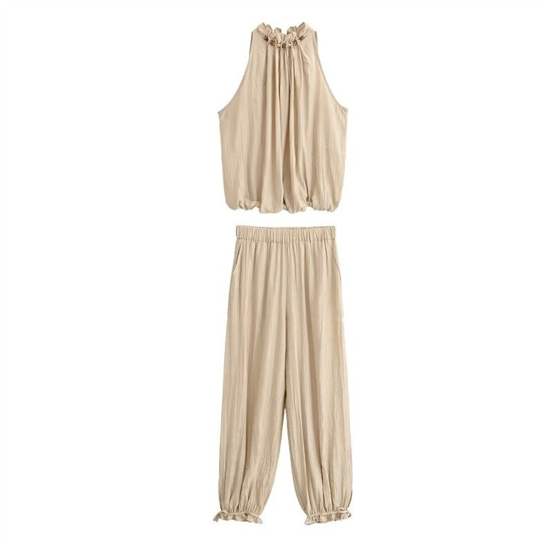 Aveline Beaded Vest & Balloon Pants Set