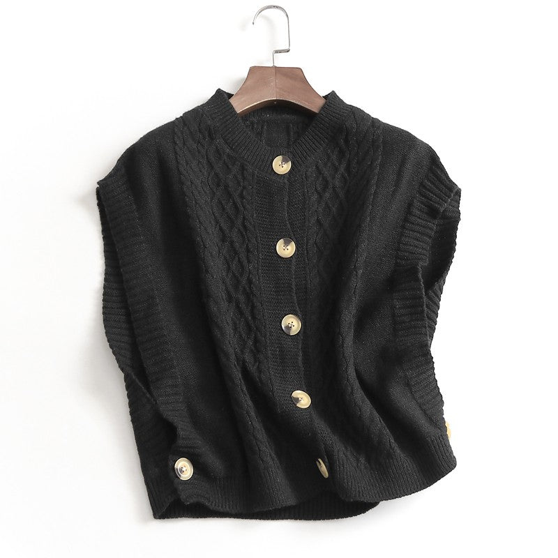 Rosalie Cable-Knit Button Vest