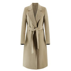 Casaco Feminino CAIXINGLE de Lã 100% com Cinto, Elegante e Moderno, em Lã e Caxemira, Estilo Aberto