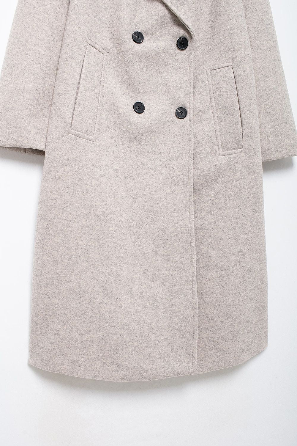 Hh feminino inverno casual mistura de lã entalhado lapela gola casaco chique trespassado trench coats oversized feminino jaquetas longas