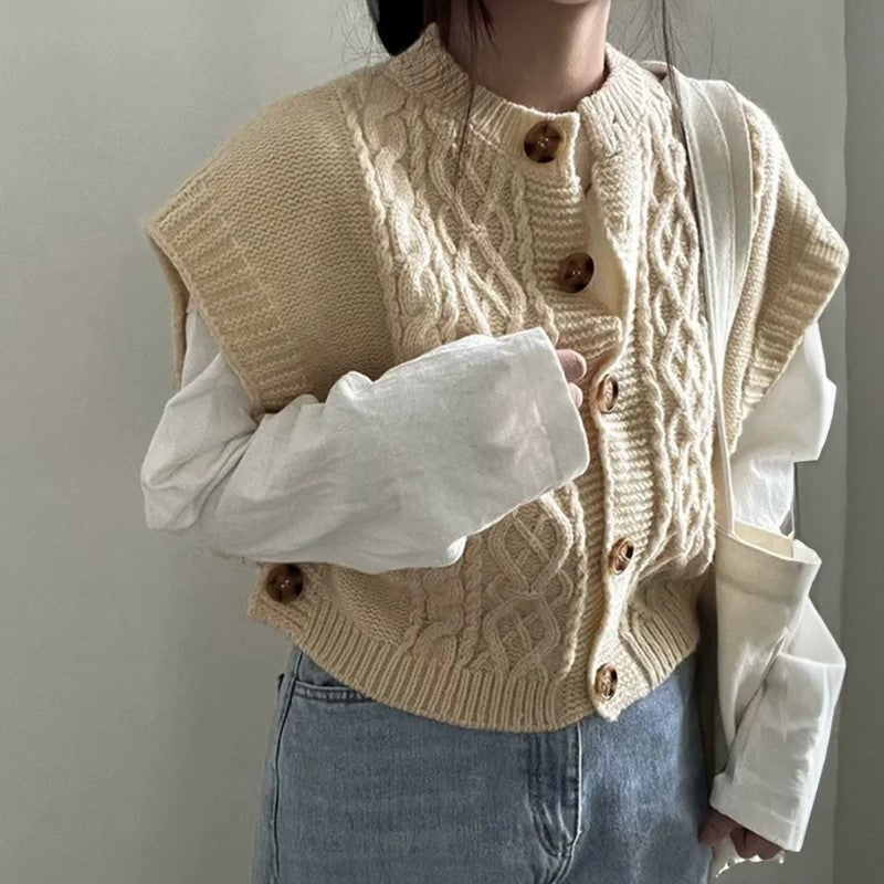 Rosalie Cable-Knit Button Vest