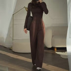 Elena Round-Neck Blouse & Elastic-Waist Pants Set