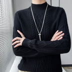 Camiseta Feminina de Gola Alta para Outono e Inverno, Suéter de Cashmere que Emite Calor, Manga Longa, Ajuste Regular