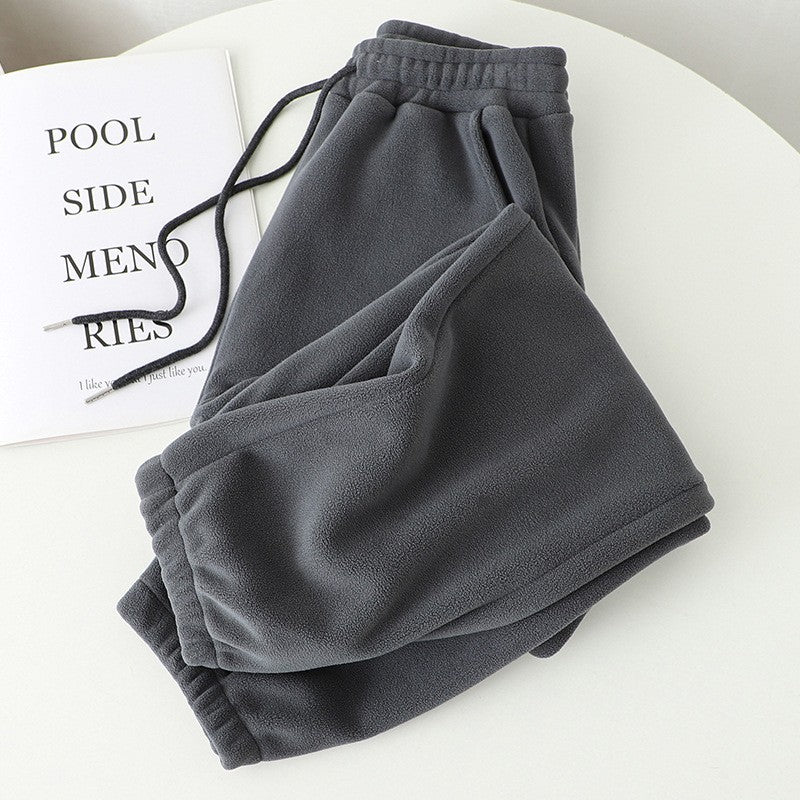 Calças de Moletom Grossas com Forro de Lã, Caimento Solto, Femininas, Casuais, Quentes para Outono/Inverno, Estilo Esportivo ...