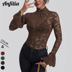 Anfilia Lace Turtleneck Blouse