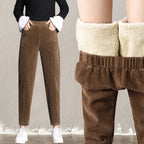 Calças casuais grossas de pelúcia mulheres veludo calças quentes outono inverno leggings cintura alta harem calças femininas