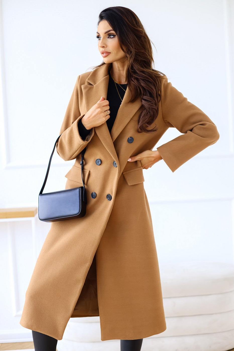 Elara Minimalist Long Wool Coat