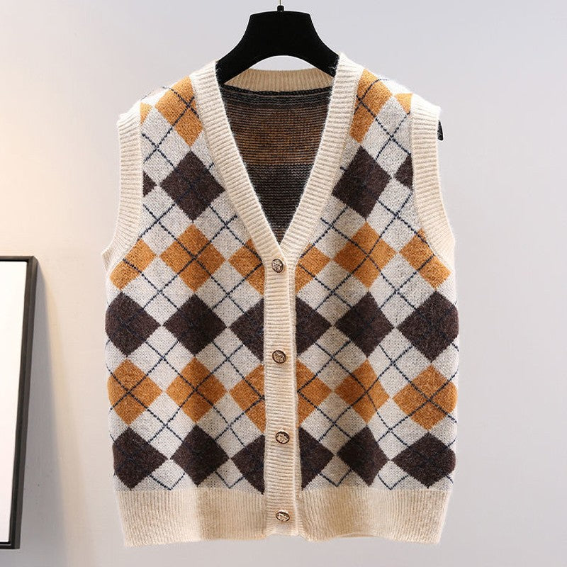 Harper Vintage Argyle Knit Vest