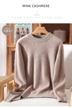 Outono e inverno novo suéter de caxemira de vison feminino curto grosso semi-gola alta camisa de fundo cor sólida simples topo