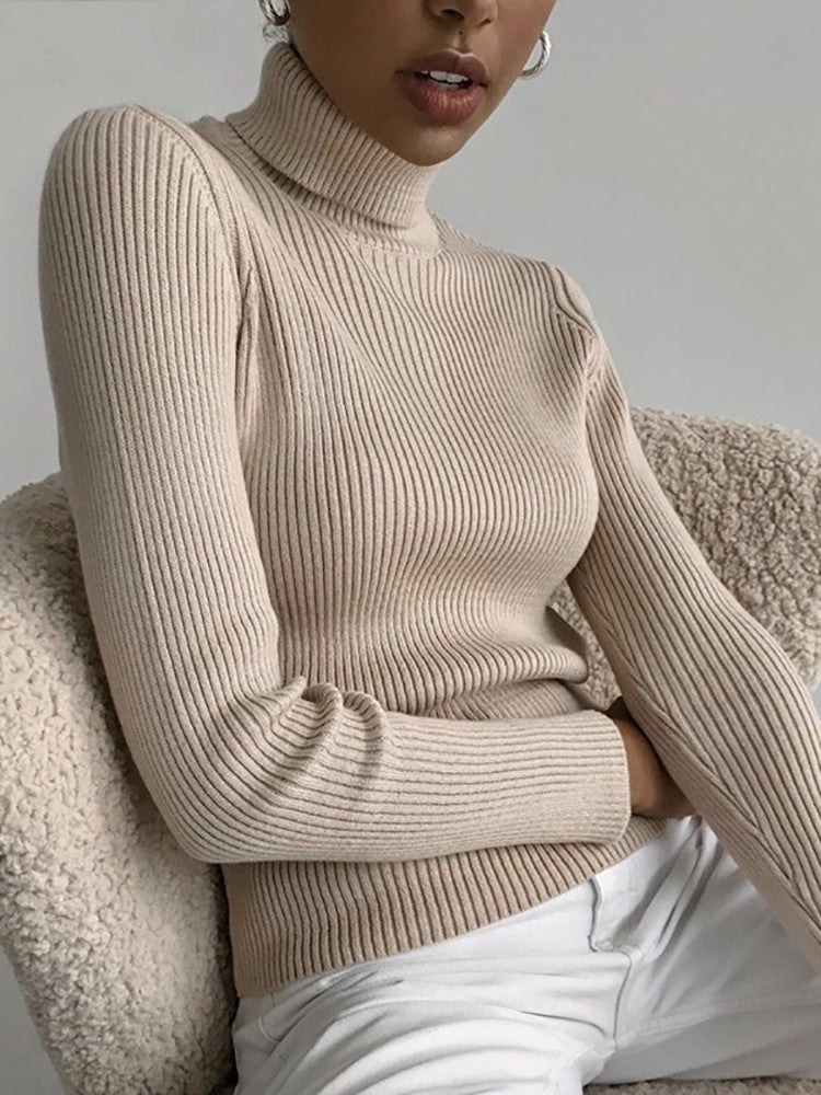 Suéter Feminino Heliar de Gola Alta para Outono, Pulôveres de Tricô Macios, Jumpers de Cashmere, Suéteres Básicos Macios para Mulheres, Outono Inverno 2026