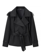 Senhora cor sólida rendas até jaqueta elegante chique manga comprida lapela botão solto casaco outono estilo rua nova jaqueta outerwear 2025