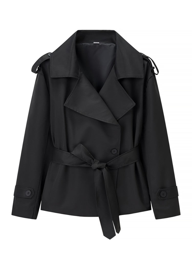 Senhora cor sólida rendas até jaqueta elegante chique manga comprida lapela botão solto casaco outono estilo rua nova jaqueta outerwear 2025