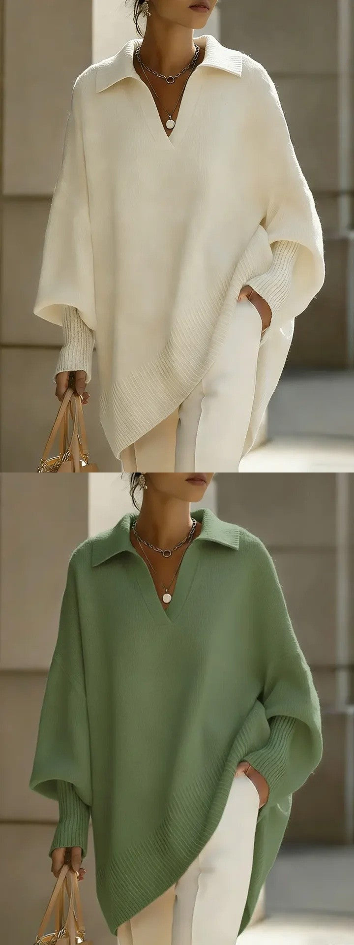Suéter Tricotado Estilo Casual com Manga Longa e Zíper, Cor Sólida, Feminino, Outono Inverno, Fibra de Poliéster, Top Confort...