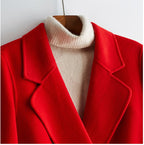 Casaco Feminino CAIXINGLE de Lã 100% com Cinto, Elegante e Moderno, em Lã e Caxemira, Estilo Aberto