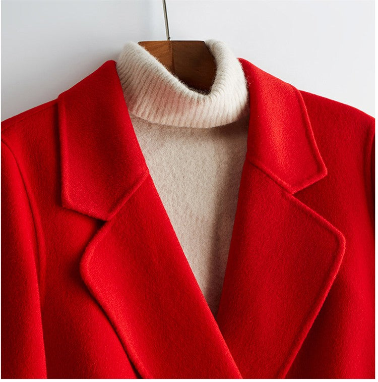 Casaco Feminino CAIXINGLE de Lã 100% com Cinto, Elegante e Moderno, em Lã e Caxemira, Estilo Aberto