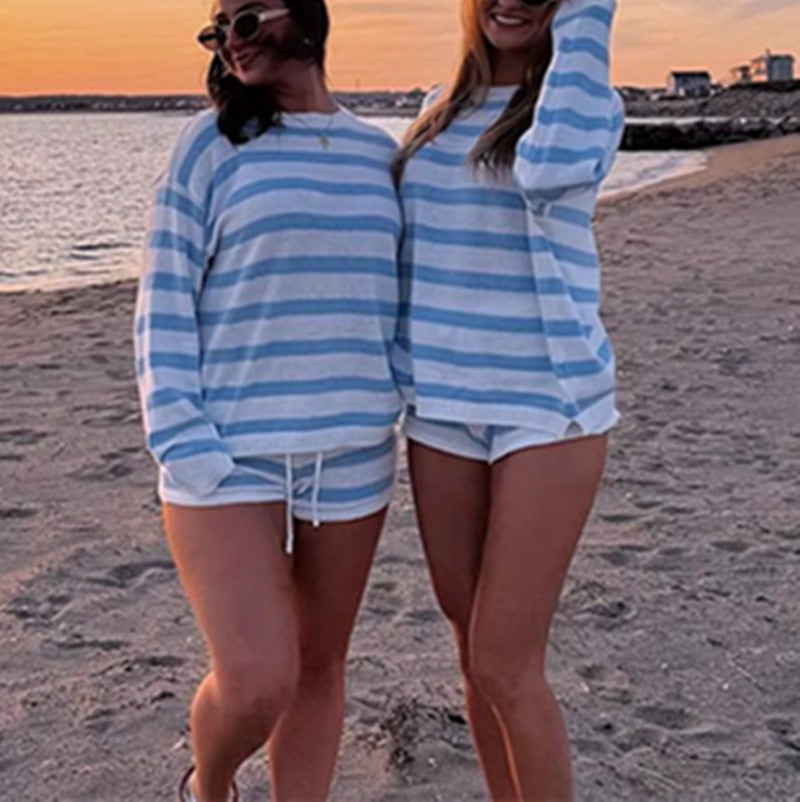 Sloane Striped Knit Shorts Set