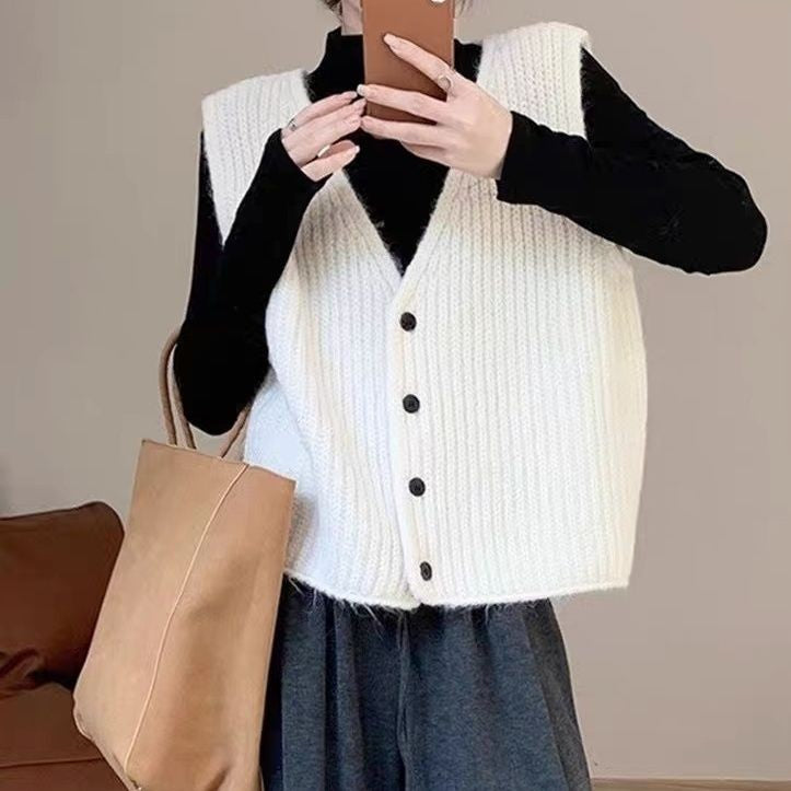 Hazel Relaxed V-Neck Knit Vest