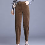 Calças casuais grossas de pelúcia mulheres veludo calças quentes outono inverno leggings cintura alta harem calças femininas
