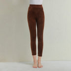 Calças casuais grossas de pelúcia mulheres veludo calças quentes outono inverno leggings cintura alta harem calças femininas