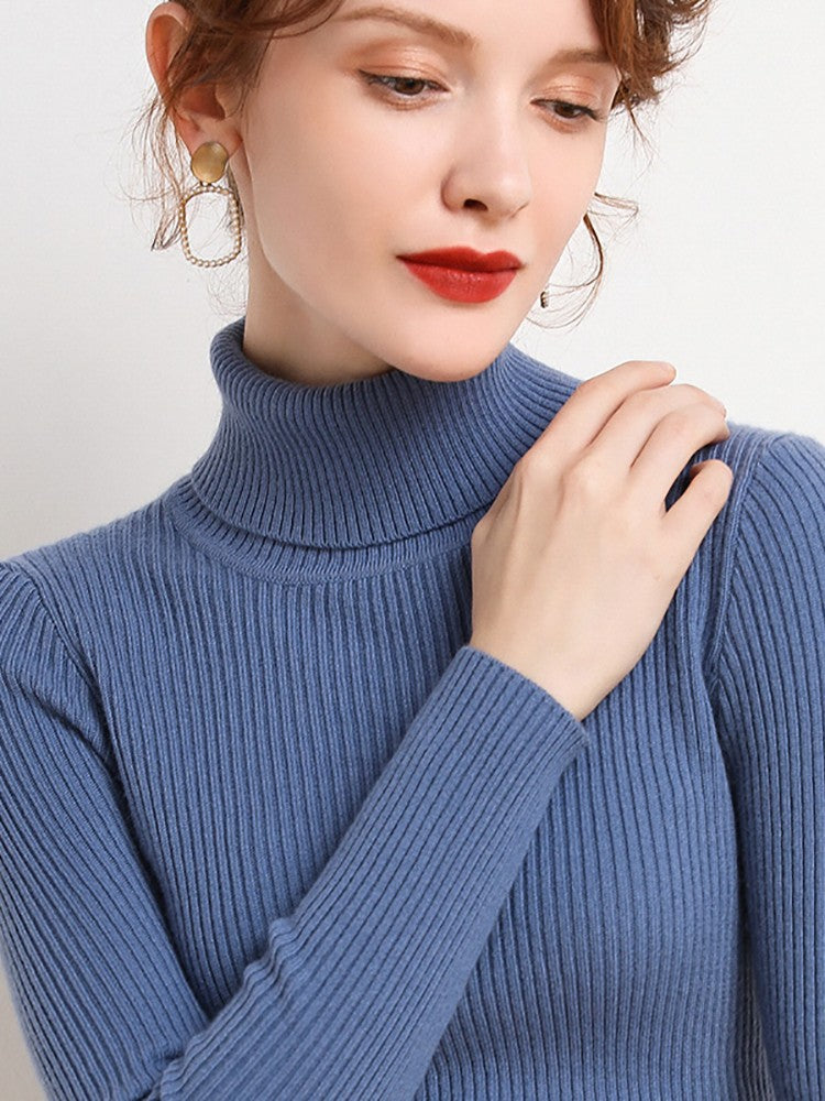 Suéter Feminino Heliar de Gola Alta para Outono, Pulôveres de Tricô Macios, Jumpers de Cashmere, Suéteres Básicos Macios para Mulheres, Outono Inverno 2026