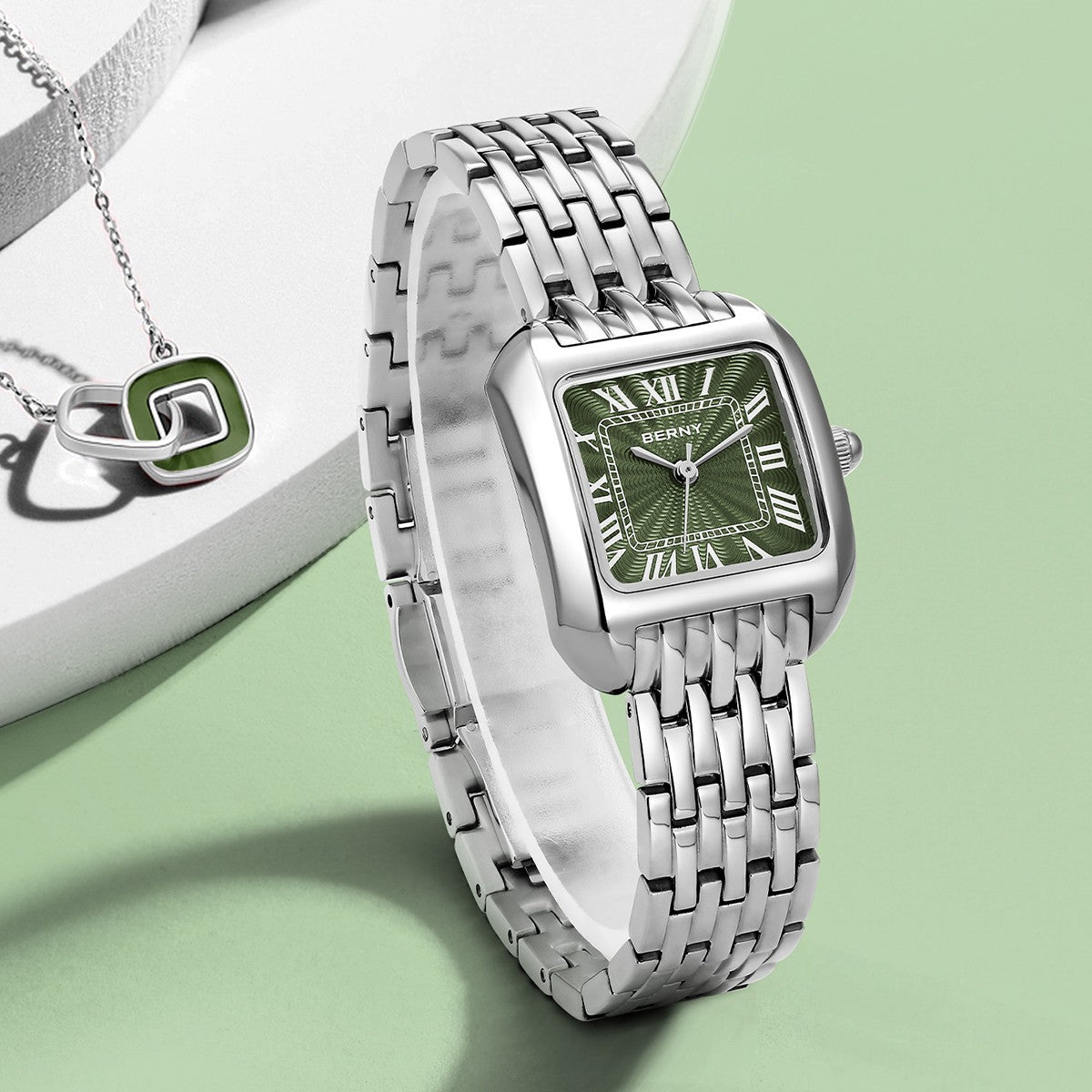 BERNY Square Stainless Steel Quartz Watch