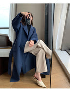 Odette Belted Navy Wool Trench Coat