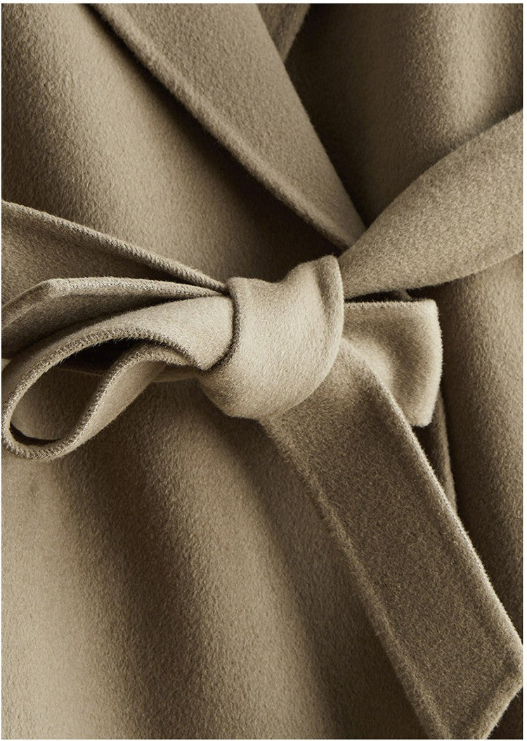 Casaco Feminino CAIXINGLE de Lã 100% com Cinto, Elegante e Moderno, em Lã e Caxemira, Estilo Aberto