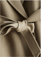Casaco Feminino CAIXINGLE de Lã 100% com Cinto, Elegante e Moderno, em Lã e Caxemira, Estilo Aberto