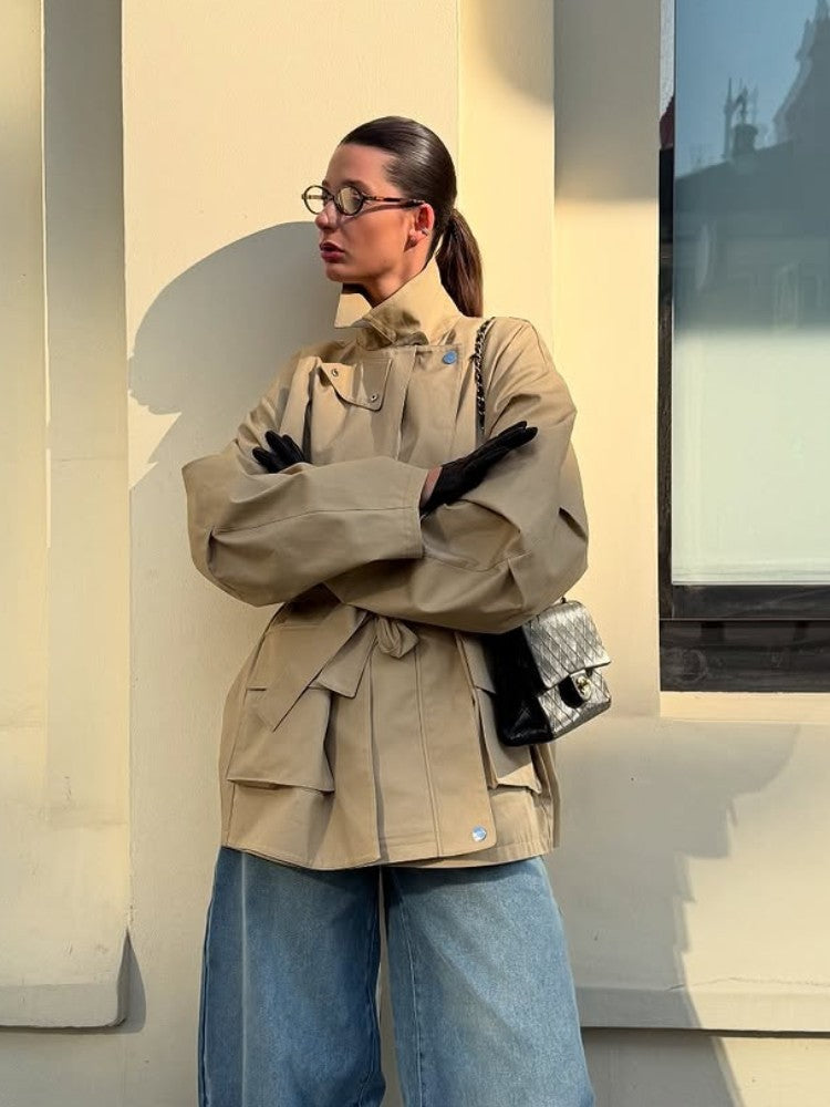 Rowan Belted Khaki Trench Coat