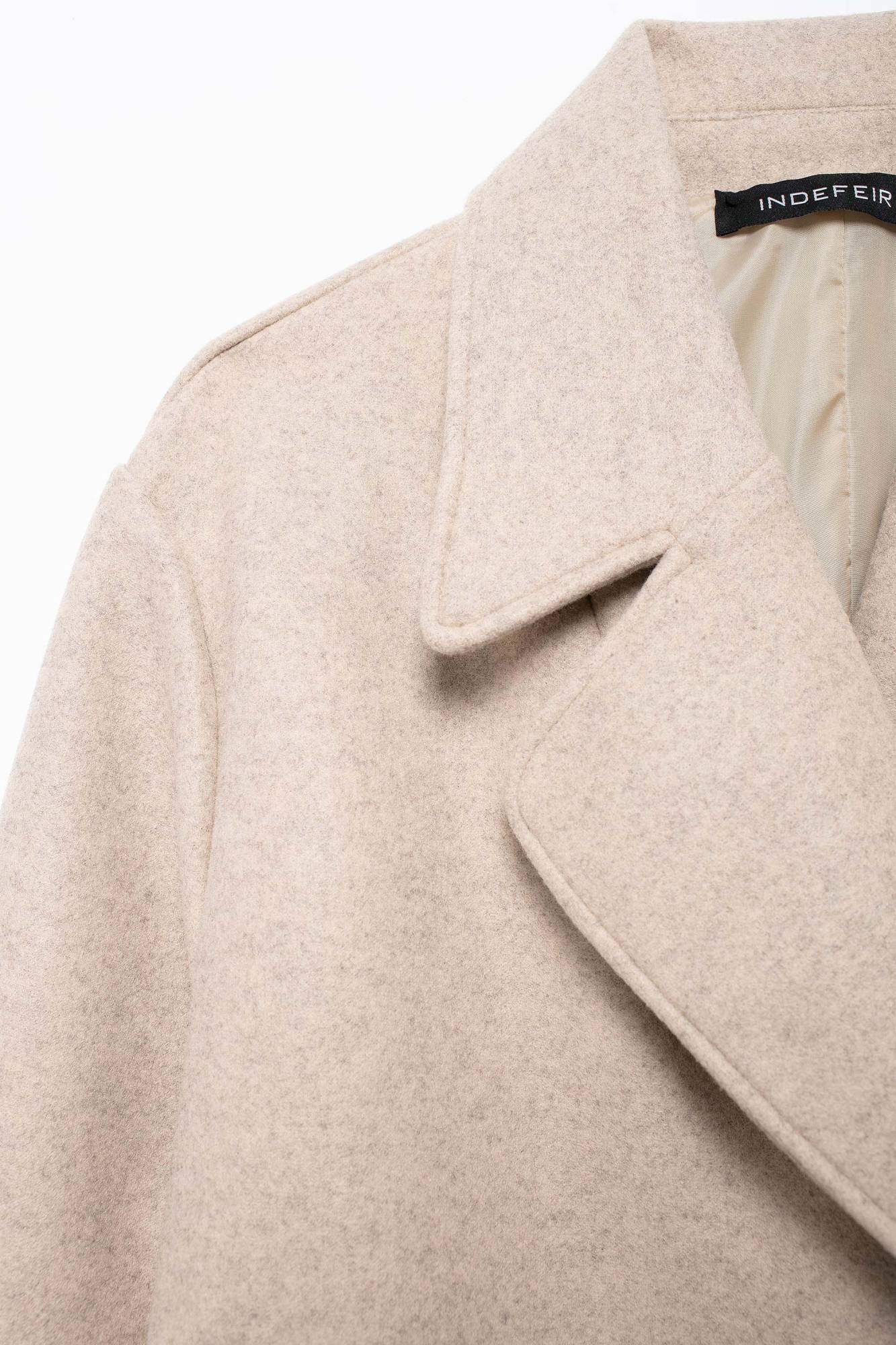 Hh feminino inverno casual mistura de lã entalhado lapela gola casaco chique trespassado trench coats oversized feminino jaquetas longas