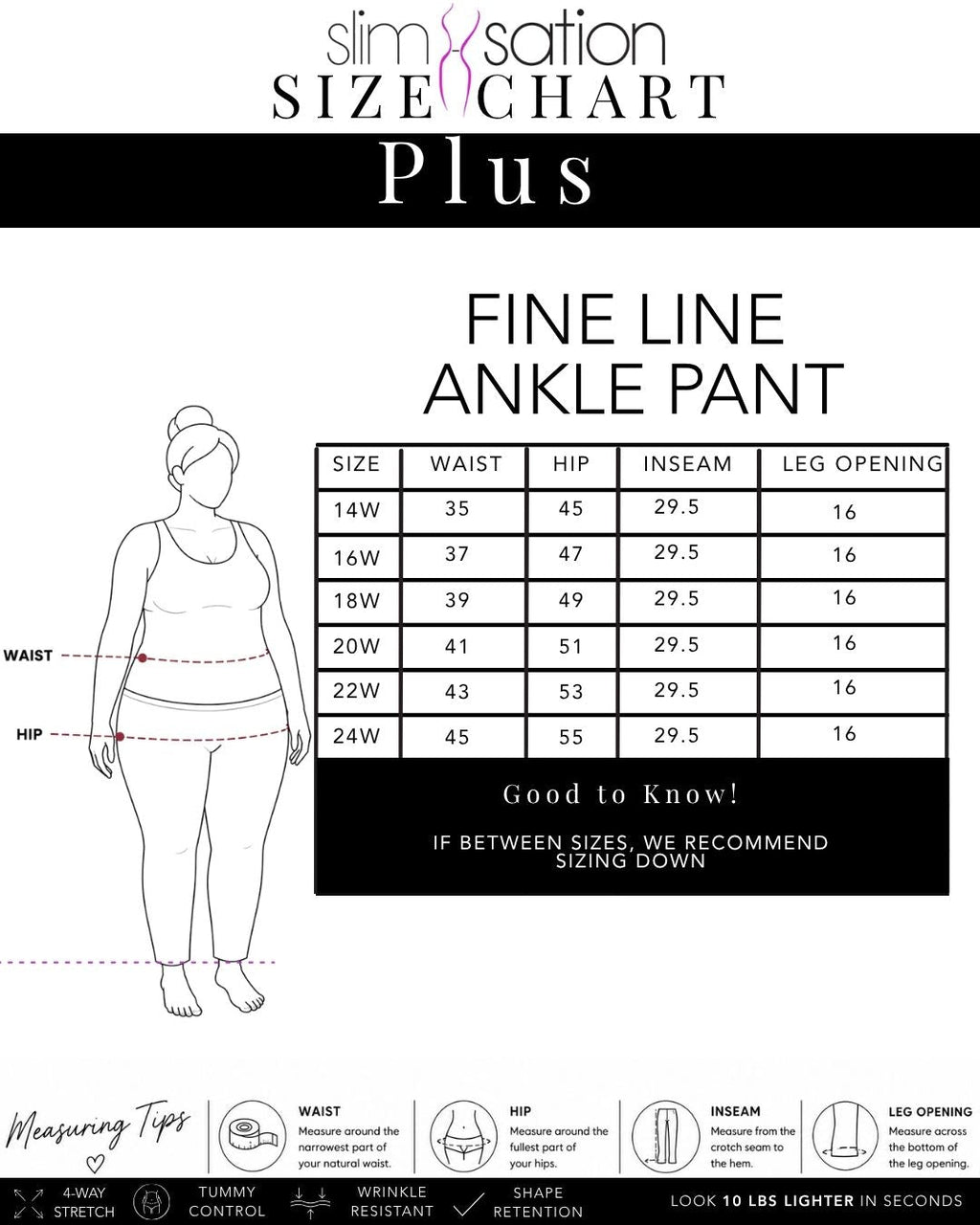 Plus Size Solid Fine Line Twill Ankle Pant - Black