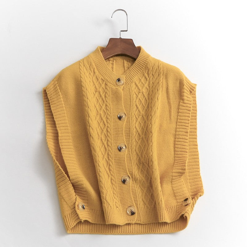 Rosalie Cable-Knit Button Vest