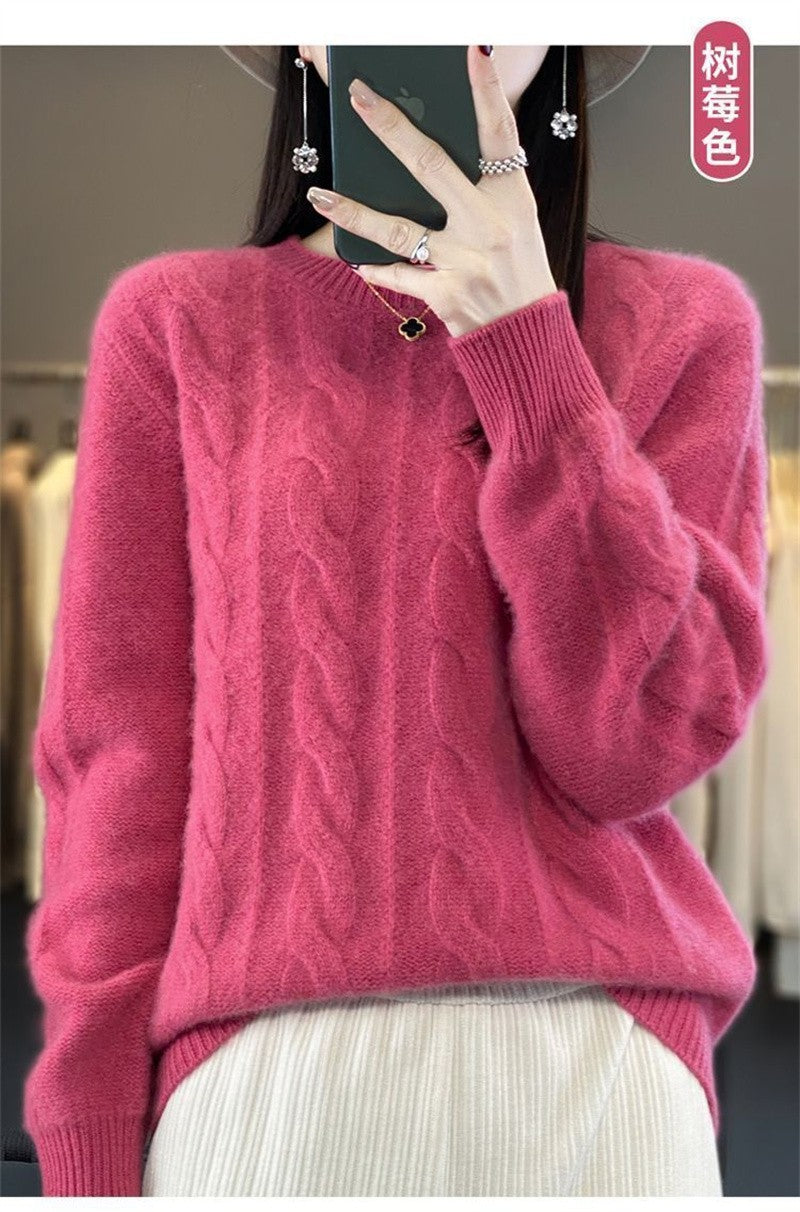 Feminino 100% lã merino camisola o pescoço manga longa cashmere malhas pulôver aliselect moda outono inverno roupas topos