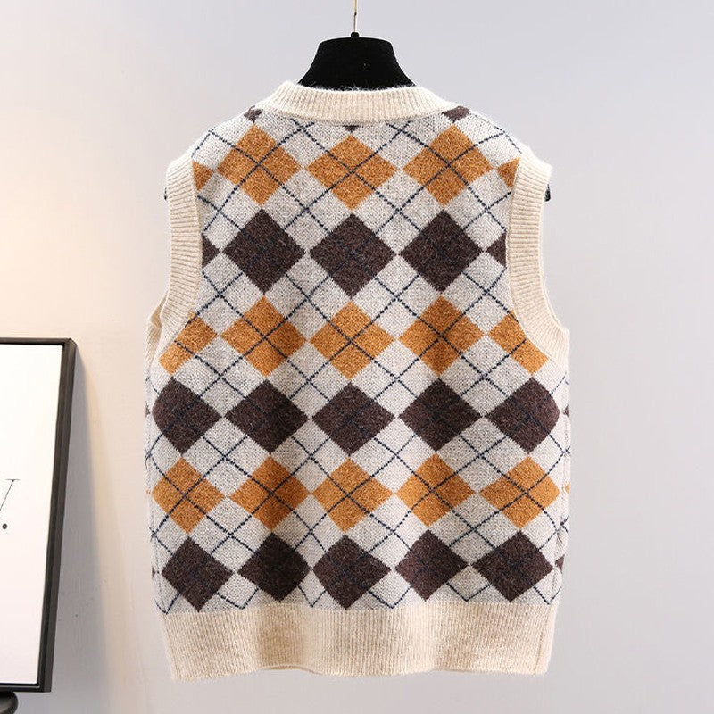 Harper Vintage Argyle Knit Vest