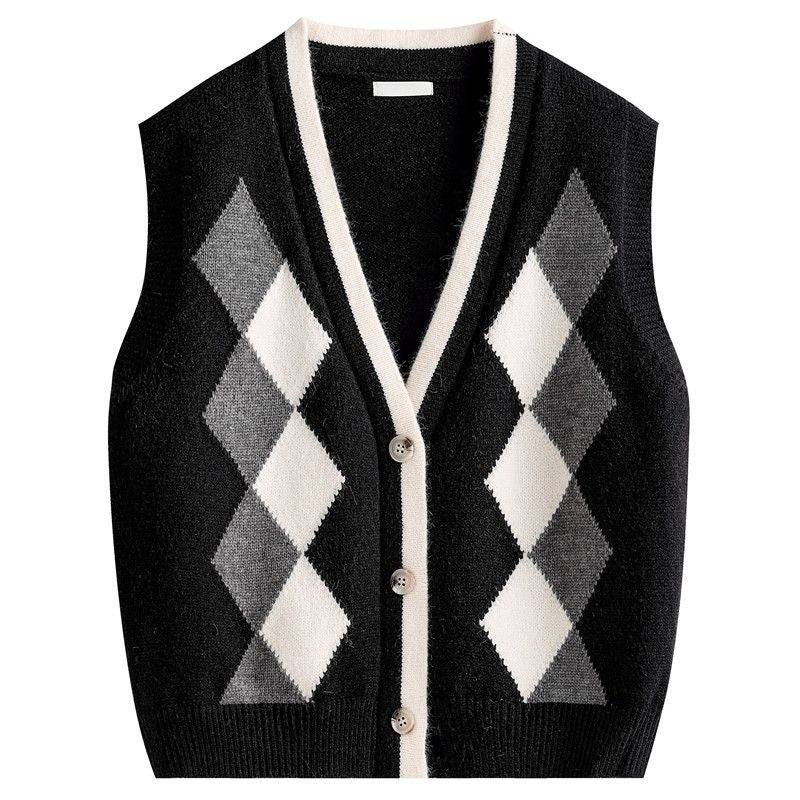 Margot Plaid V-Neck Knit Vest