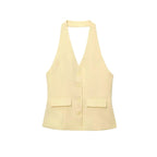 Odette Buttoned Vest & Straight-Leg Pants Set