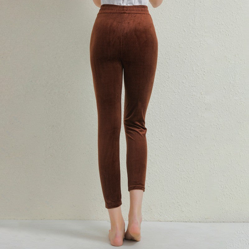 Calças casuais grossas de pelúcia mulheres veludo calças quentes outono inverno leggings cintura alta harem calças femininas