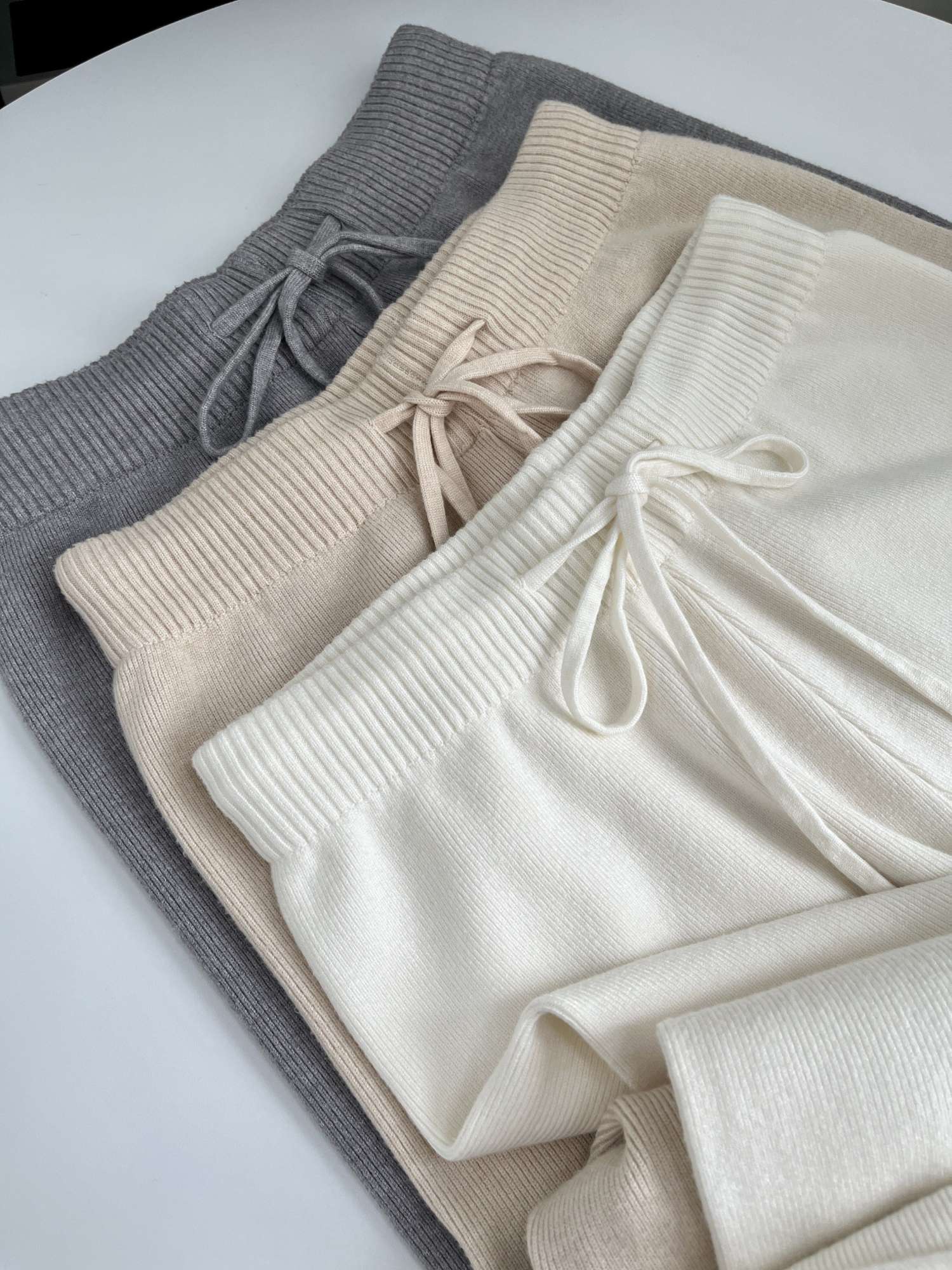Sable Cashmere-Knit Wide-Leg Trousers