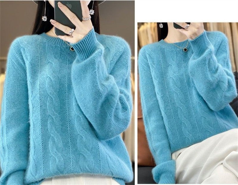 Feminino 100% lã merino camisola o pescoço manga longa cashmere malhas pulôver aliselect moda outono inverno roupas topos