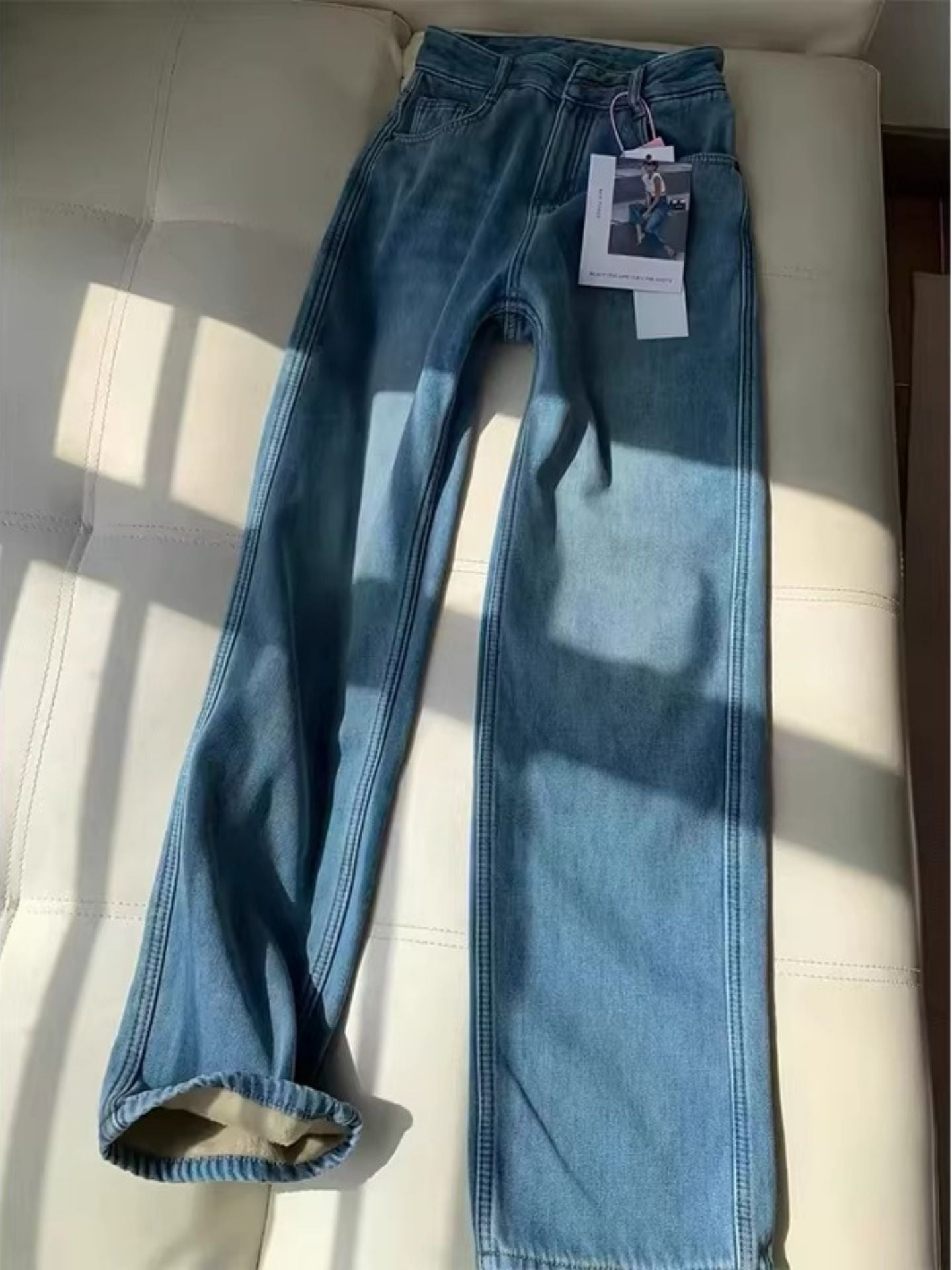 Nora Fleece-Lined Wide-Leg Jeans
