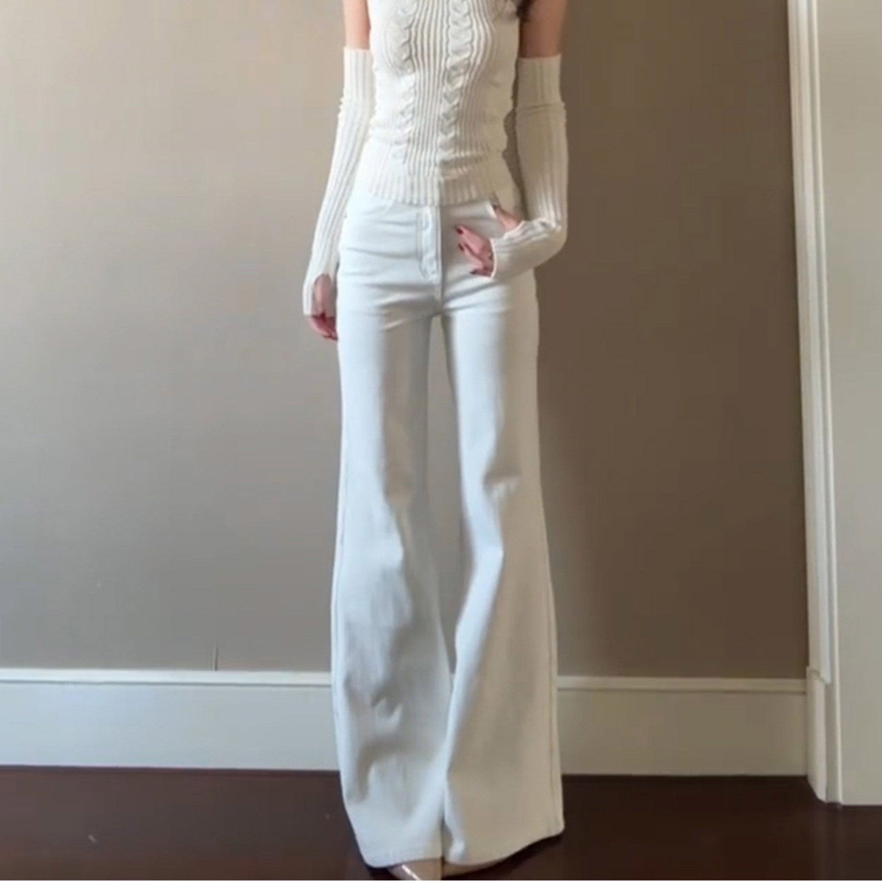 Bianca High-Rise White Flare Jeans