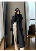 Odette Belted Navy Wool Trench Coat