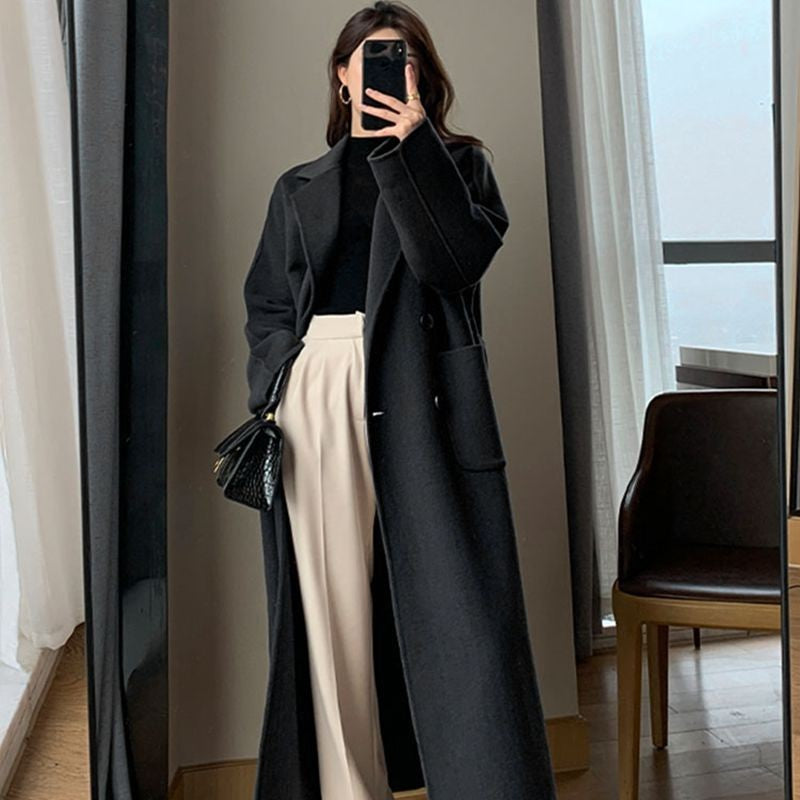 Odette Belted Navy Wool Trench Coat