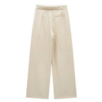 Hxao Pleated Wide-Leg Lace-Up Trousers