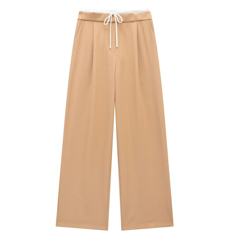 Hxao Pleated Wide-Leg Lace-Up Trousers