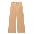 Hxao Pleated Wide-Leg Lace-Up Trousers
