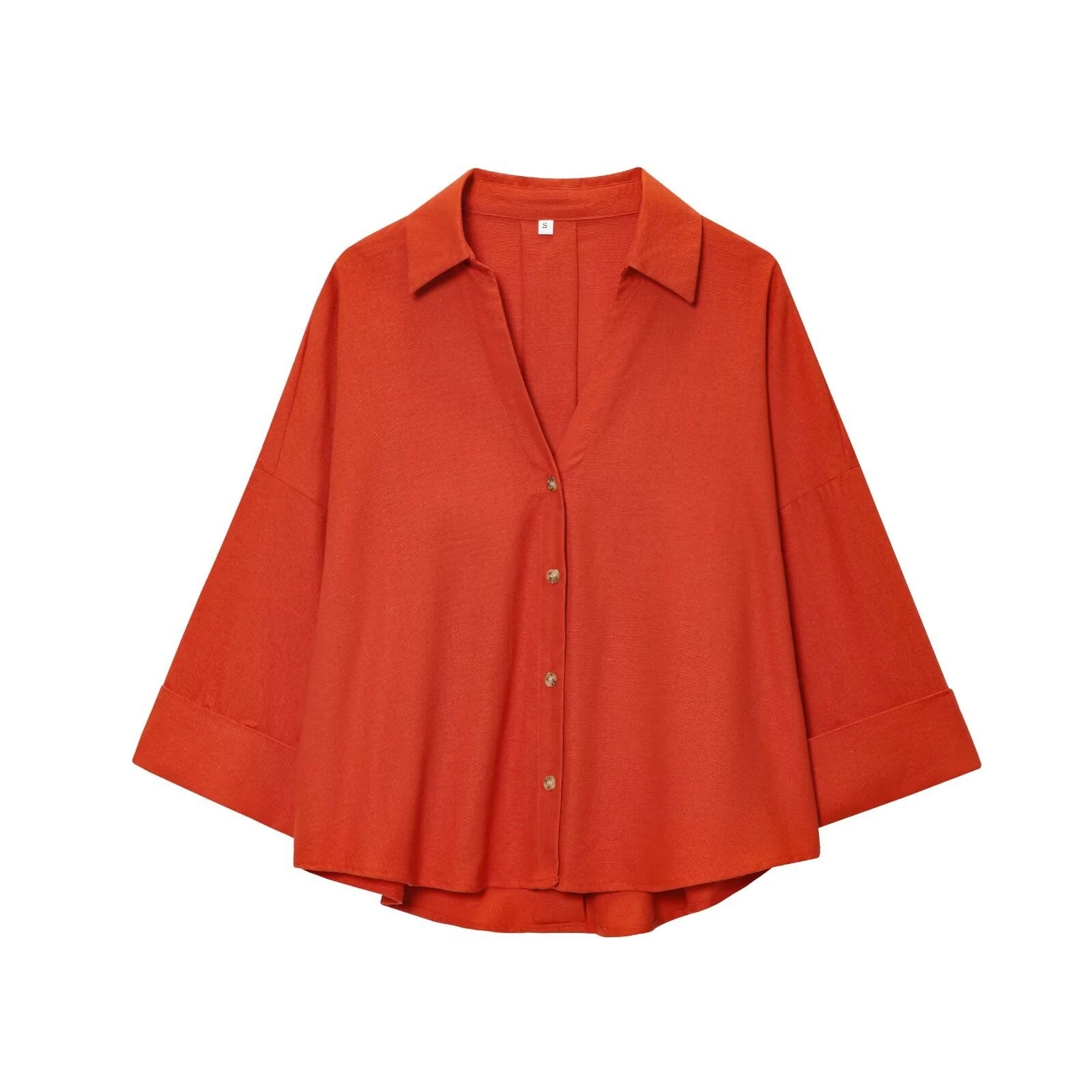 Camisa de Manga Larga HipSeam para Mulheres, Primavera, Com Barra Assimétrica e Botões, Camisas Simples com Gola Johnny