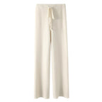 Sable Cashmere-Knit Wide-Leg Trousers