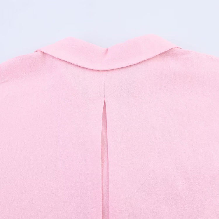 Camisa de Manga Larga HipSeam para Mulheres, Primavera, Com Barra Assimétrica e Botões, Camisas Simples com Gola Johnny
