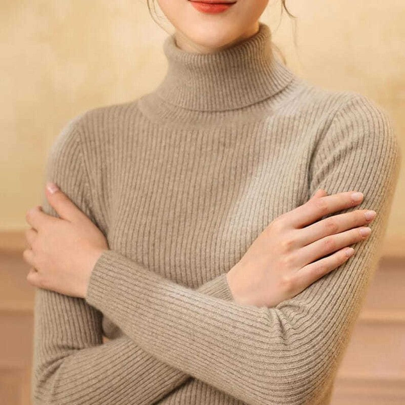 Suéter Feminino Heliar de Gola Alta para Outono, Pulôveres de Tricô Macios, Jumpers de Cashmere, Suéteres Básicos Macios para Mulheres, Outono Inverno 2026